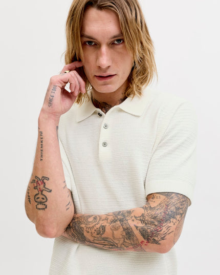 Jack & Jones Riley Knit SS Polo (Cloud Dancer) Ecru - 050