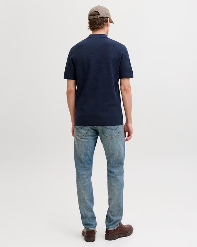 Jack & Jones Riley Knit SS Polo ( Sky Captain) Navy Blue