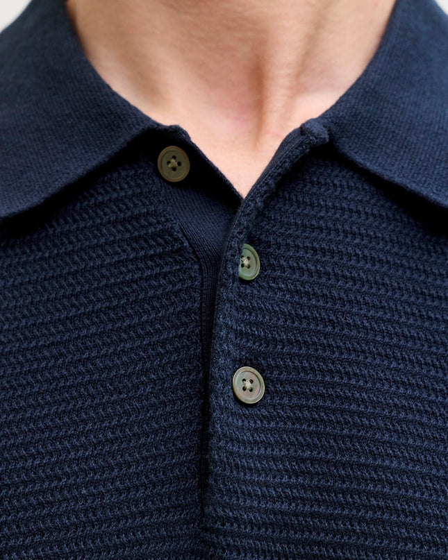 Jack & Jones Riley Knit SS Polo ( Sky Captain) Navy Blue