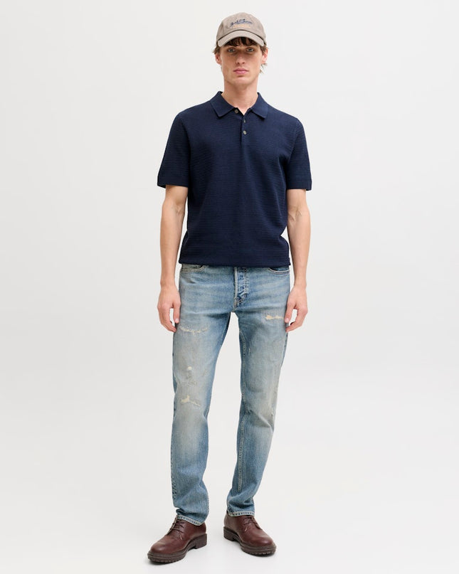 Jack & Jones Riley Knit SS Polo ( Sky Captain) Navy Blue