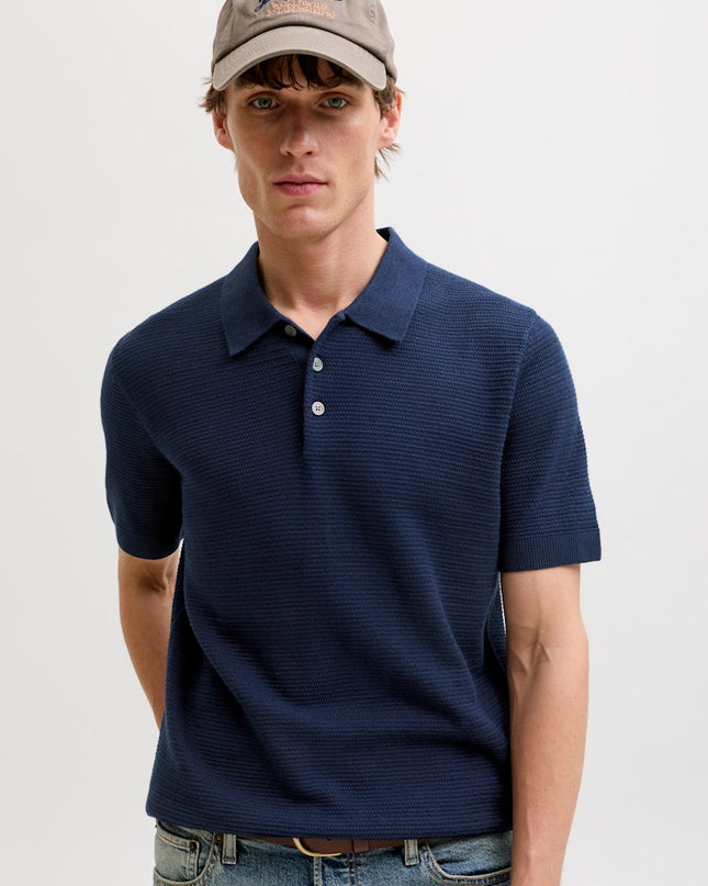 Jack & Jones Riley Knit SS Polo ( Sky Captain) Navy Blue