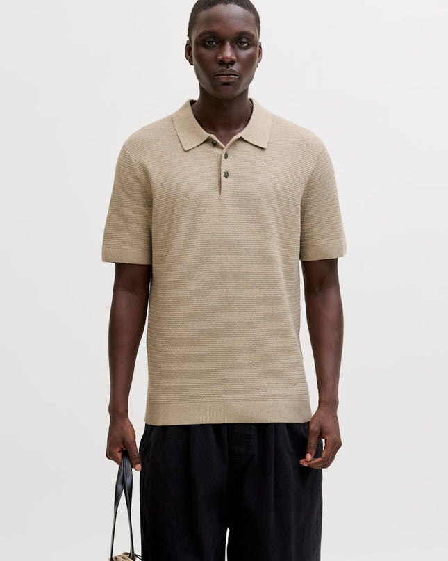 Jack & Jones Riley Knit SS Polo (Lemon Pepper) Beige