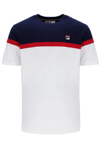 FILA Jose Colour Block Tee White/Navy/Red - Raw Menswear