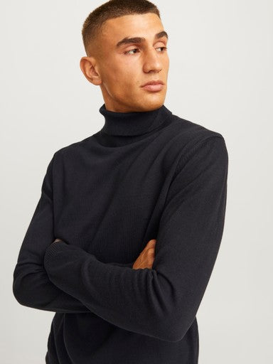 Jack & Jones Basic Knit Roll Neck Jumper in Black 