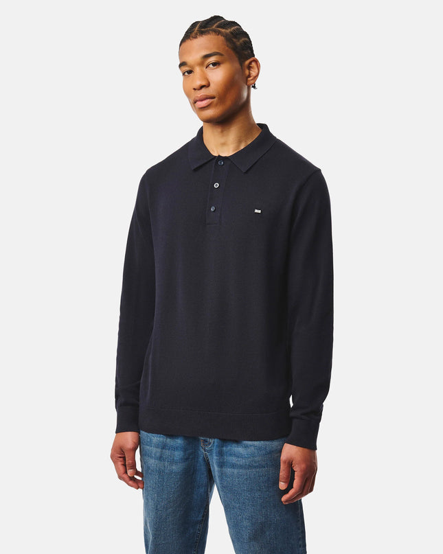 Weekend Offender McNamara Knitted Polo in Navy 