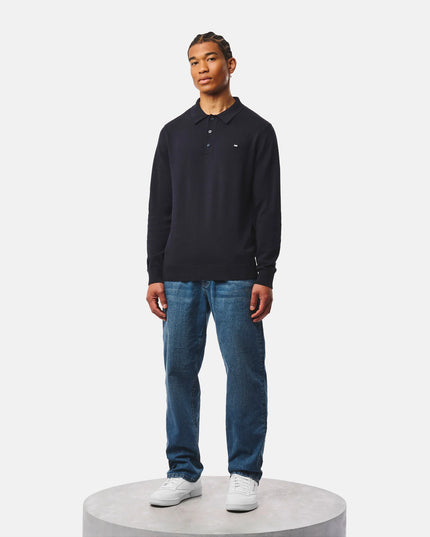 Weekend Offender McNamara Knitted Polo in Navy 