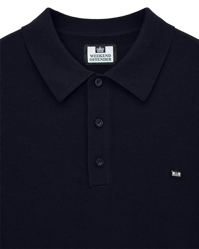 Weekend Offender McNamara Knitted Polo in Navy - 029