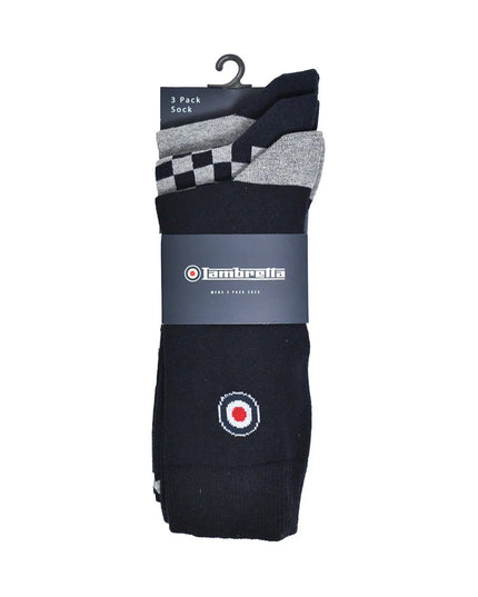 Lambretta 3 Pack Checker Socks Grey/Navy