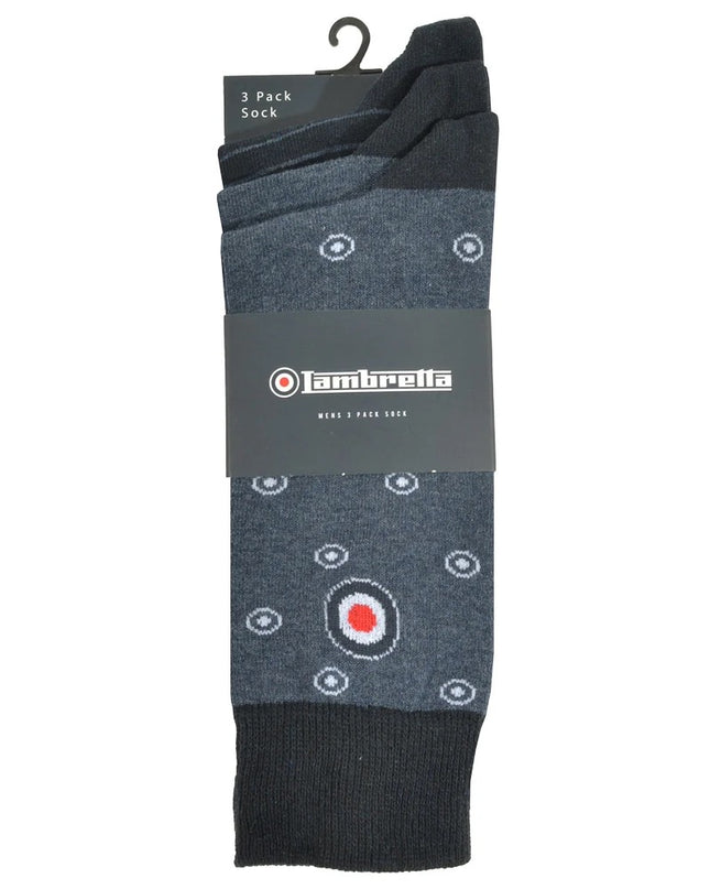Lambretta 3 Pack Target Socks Dark Blue
