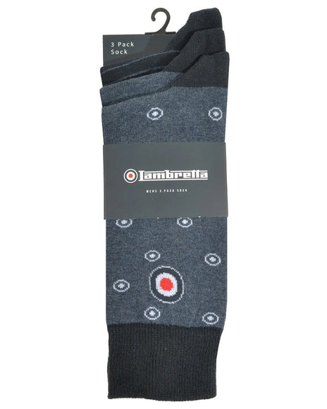 Lambretta 3 Pack Target Socks Dark Blue