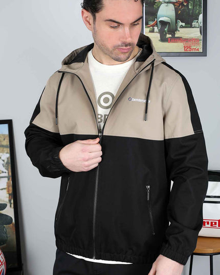 Lambretta Contrast Panel Jacket in Black/Cashew