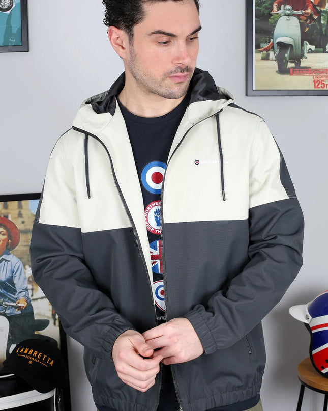 Lambretta Contrast Panel Jacket in Iron/Silver