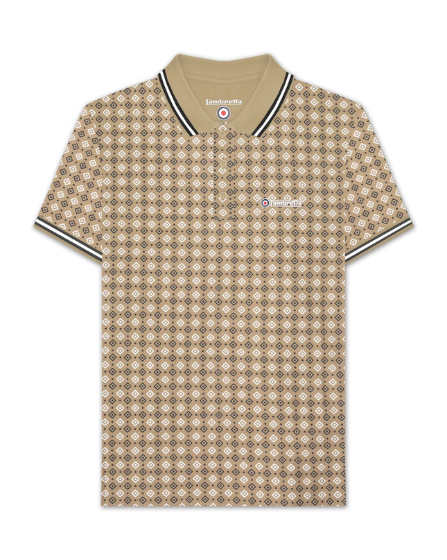 Lambretta GEO AOP Polo Lead Grey