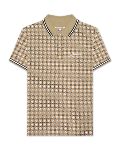 Lambretta GEO AOP Polo Lead Grey