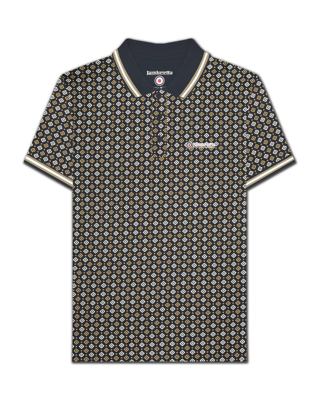 Lambretta GEO AOP Polo Navy/Lead Grey