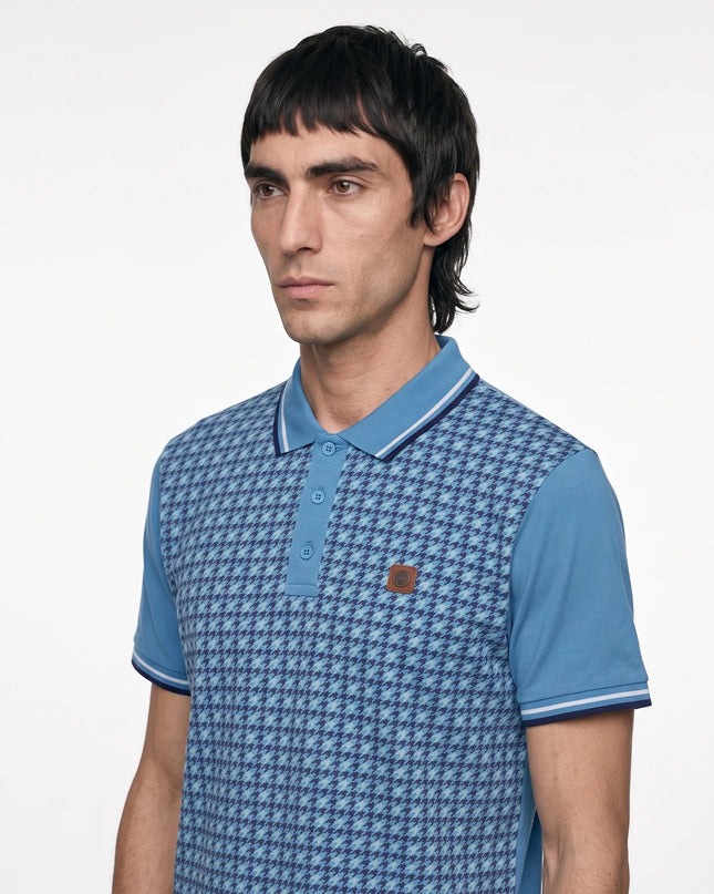 Lambretta Houndstooth Polo in Dark Blue