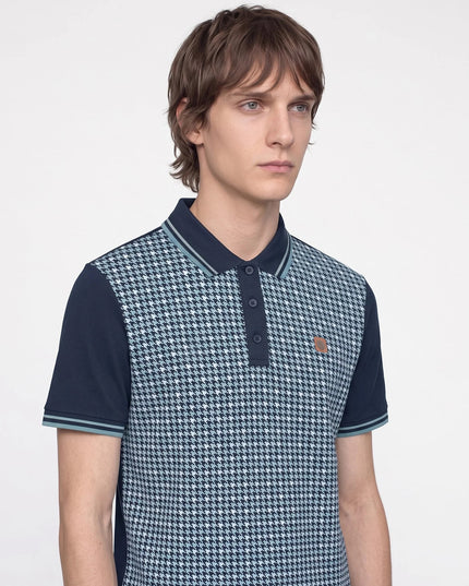 Lambretta Houndstooth Polo in Navy
