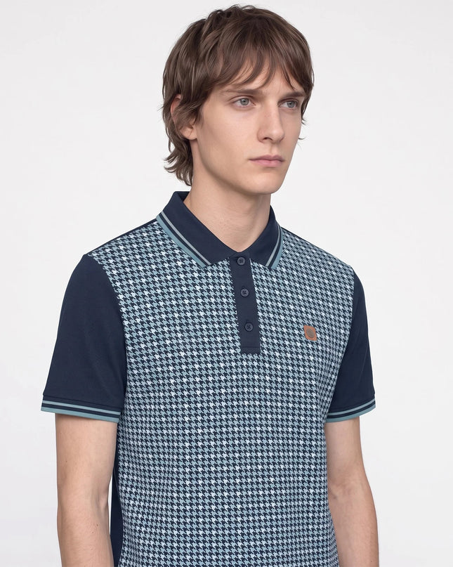 Lambretta Houndstooth Polo in Navy