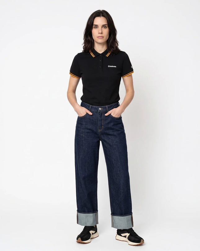 Lambretta Ladies Twin Tipped Polo Black/Gold 