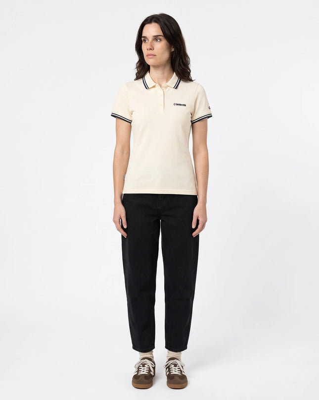 Lambretta Ladies Twin Tipped Polo Ecru/Navy