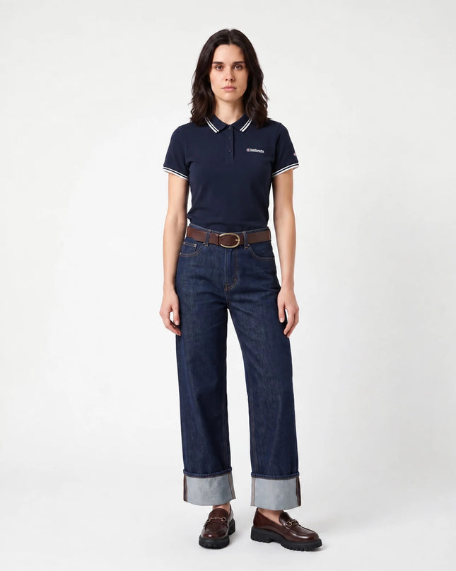 Lambretta Ladies Twin Tipped Polo Navy/White
