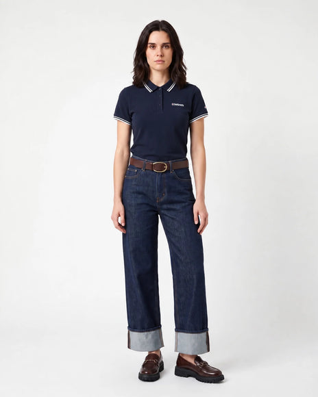Lambretta Ladies Twin Tipped Polo Navy/White