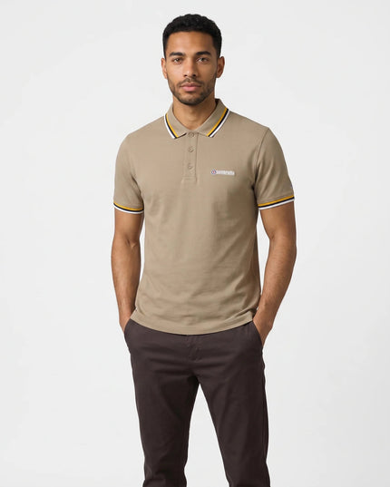Lambretta Triple Tipped Polo Lead Grey Gold/Navy/Jet Stream