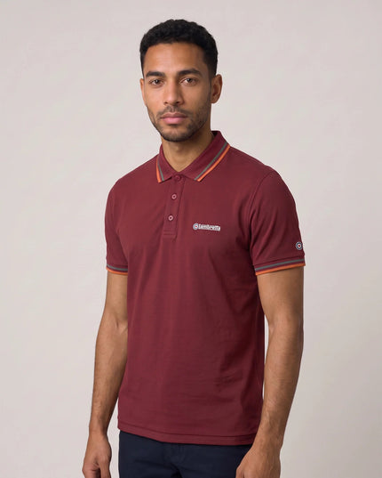 Lambretta Twin Tipped Polo Burgundy Thunderstorm/Rust