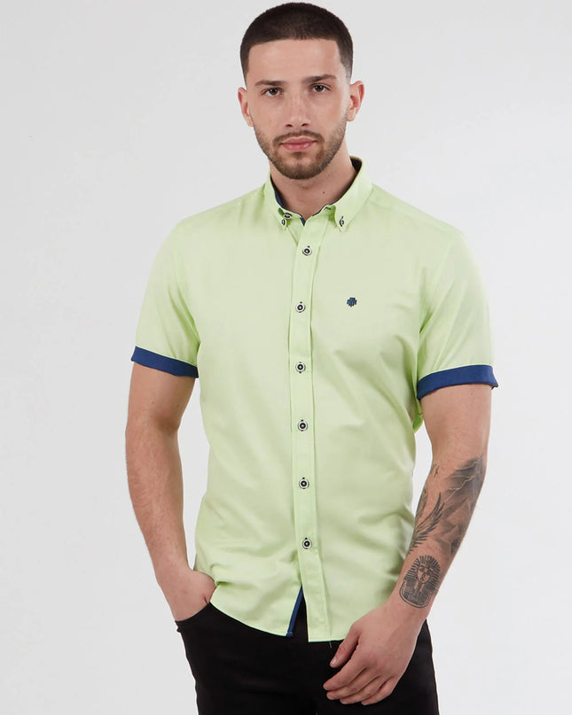 Mish Mash Regular Fit Summit Lime Oxford Short Sleeve Shirt