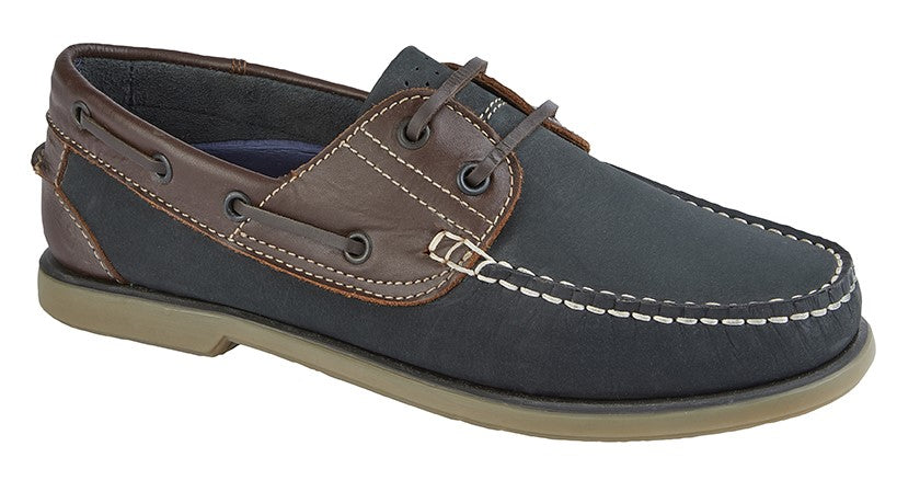 Moccasin Boat Shoes Nubuck/Leather Navy/Brown M551CN - Raw Menswear