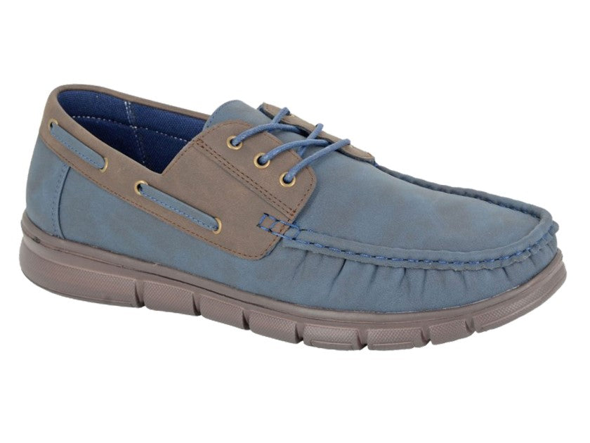 Navy Brown Synthetic Boat Shoes M579CN -  Raw Menswear