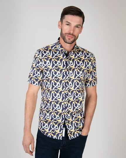 Mish Mash Marine S/S Shirt Navy & Orange - 042