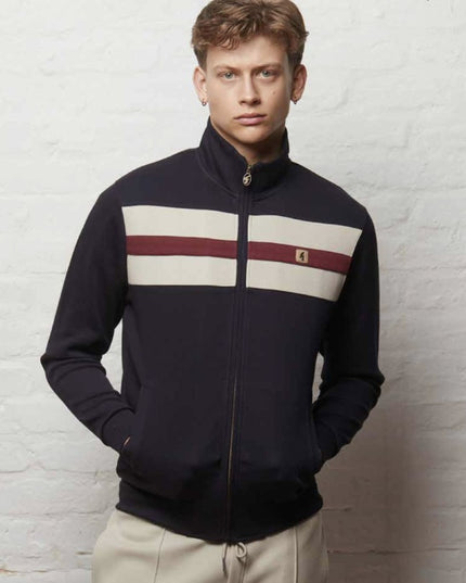 Mens Escher Stripe Sweat Track Top Gabicci Vintage Navy