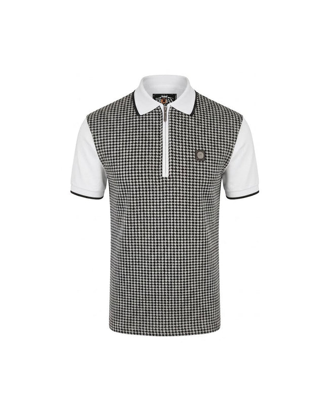 Mono Houndstooth Zip Polo TR/9125 White