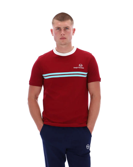 Sergio Tacchini Supermac Tee Rhubarb/Gardenia/Aruba Blue
