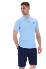 Load image into Gallery viewer, FILA Pannuci Slim Fit 1/4 Zip Polo Sky Blue - Raw Menswear
