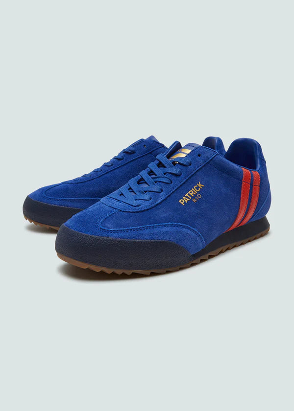 Patrick Rio Suede Trainers Royal Blue / Red - Raw Menswear