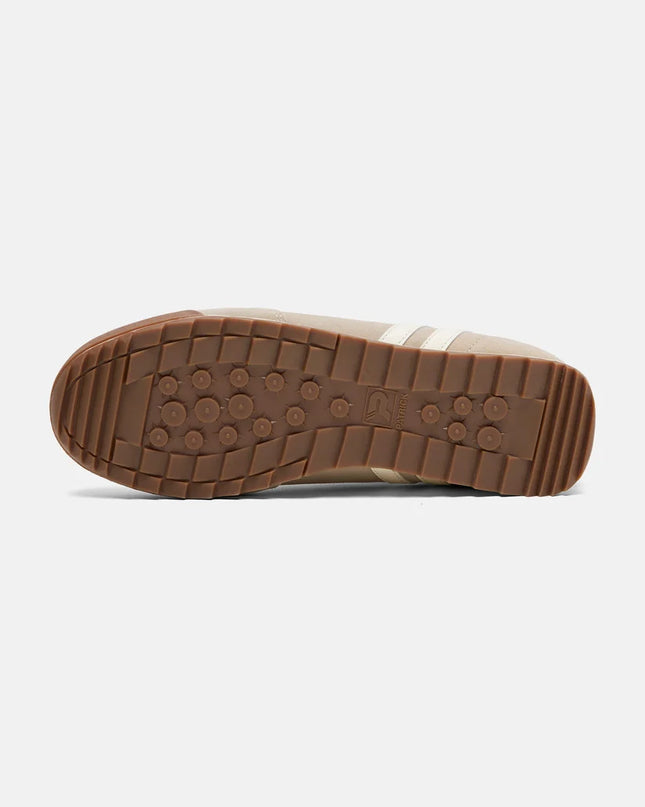 Patrick Dijon Runner Trainer in Stone/Off White/Dark Green
