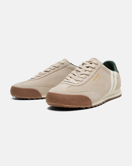 Patrick Dijon Runner Trainer in Stone/Off White/Dark Green