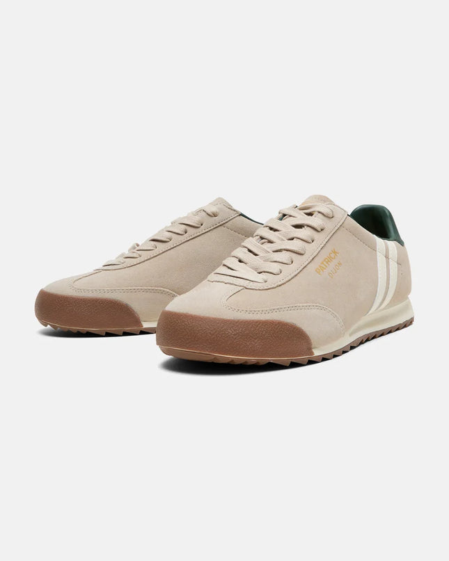 Patrick Dijon Runner Trainer in Stone/Off White/Dark Green