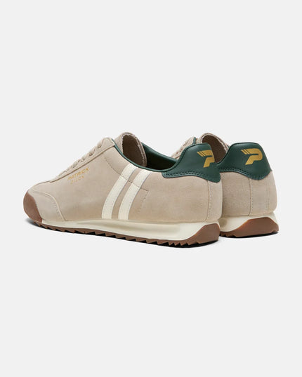 Patrick Dijon Runner Trainer in Stone/Off White/Dark Green