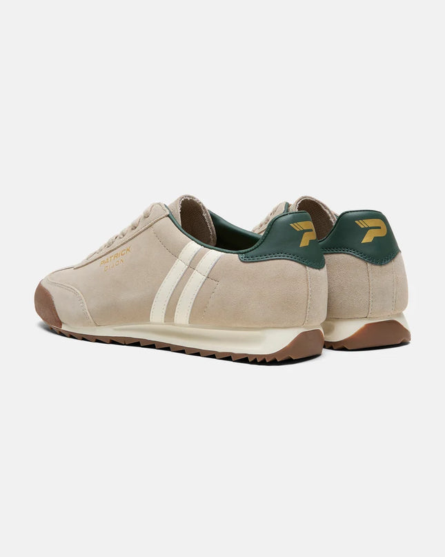 Patrick Dijon Runner Trainer in Stone/Off White/Dark Green