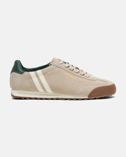 Patrick Dijon Runner Trainer in Stone/Off White/Dark Green