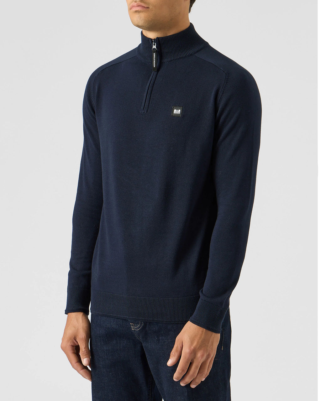 Weekend Offender Pierre Knitted Quarter Zip Sweater Navy - Raw Menswear