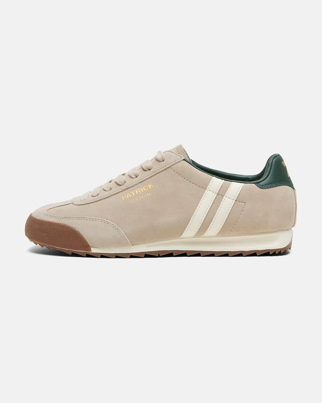 Patrick Dijon Runner Trainer in Stone/Off White/Dark Green