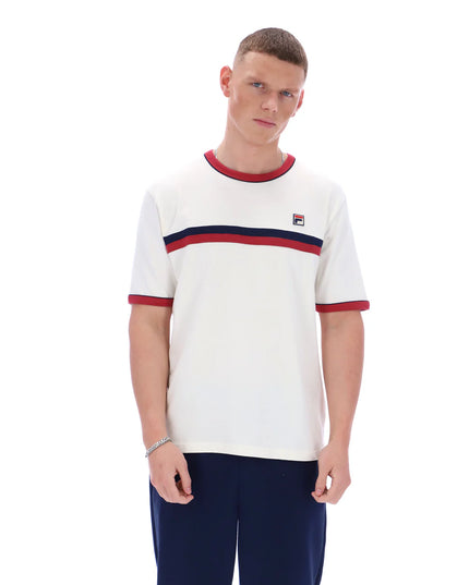 FILA Rosario Tee With Terry Stripes Gardenia/Garnet/Navy - 255