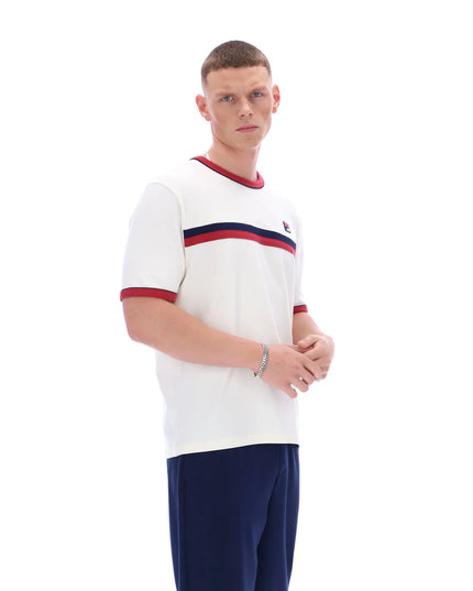 FILA Rosario Tee With Terry Stripes Gardenia/Garnet/Navy - 255