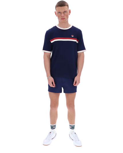 FILA Rosario Tee With Terry Stripes Navy/Gardenia/Garnet
