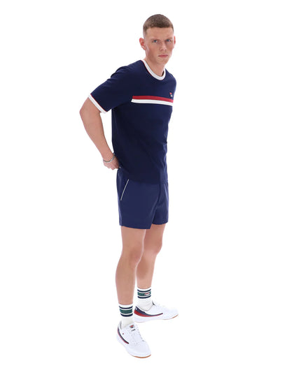 FILA Rosario Tee With Terry Stripes Navy/Gardenia/Garnet