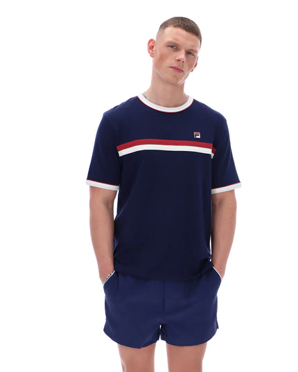 FILA Rosario Tee With Terry Stripes Navy/Gardenia/Garnet